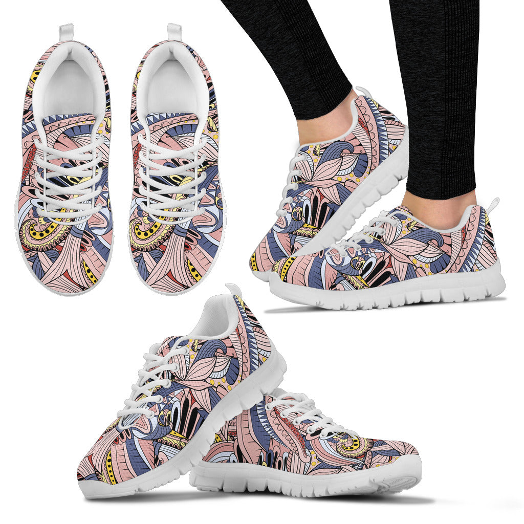 Funky Patterns in Pinks - (white) | Unisex Sneakers