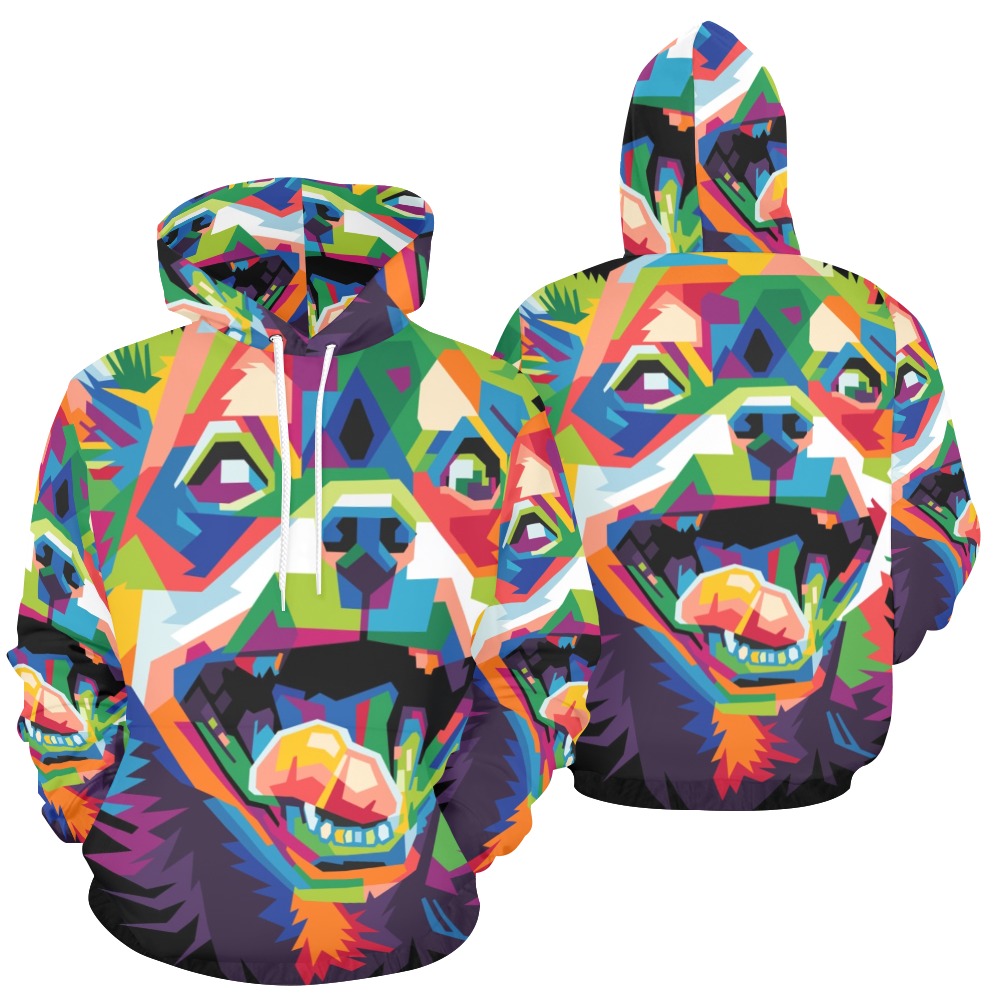 Colorful Dog Head | Men's All-Over Print Hoodie
