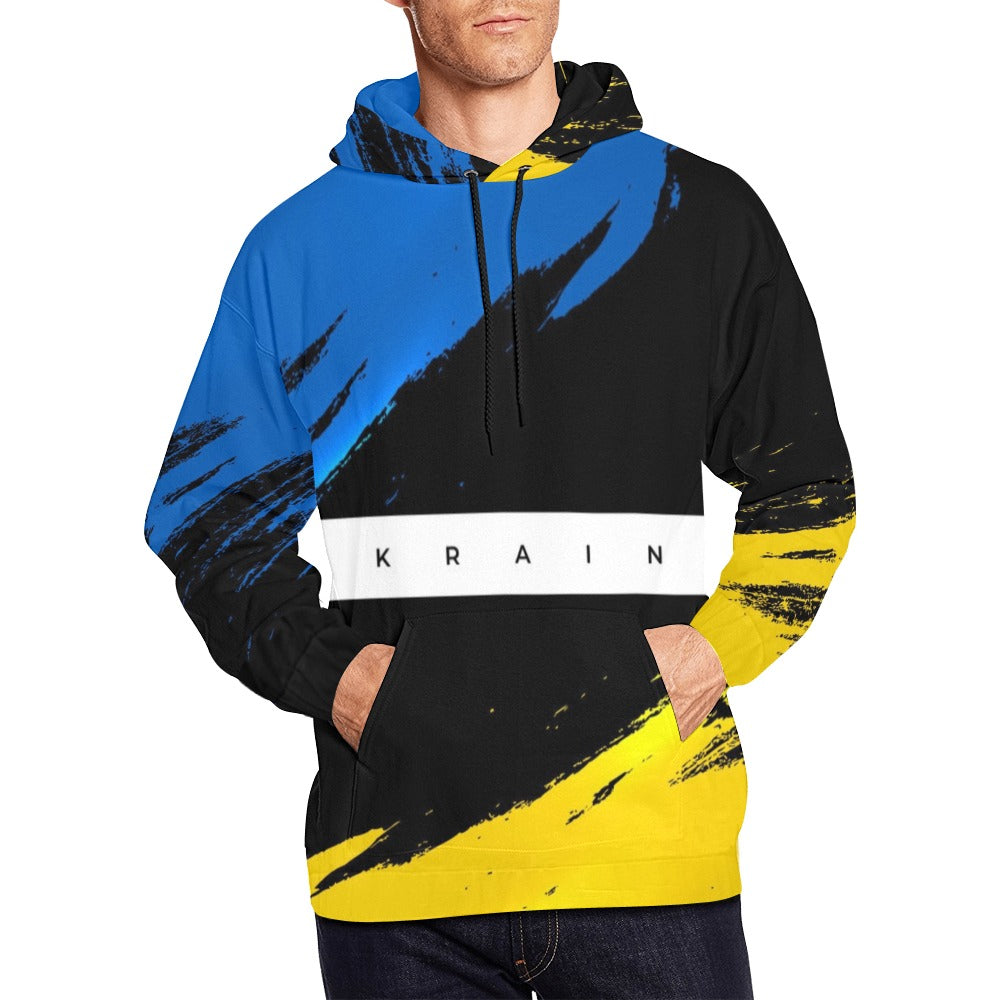 Modern Ukraine Flag Painted 3D | Men's All-Over Print Hoodie