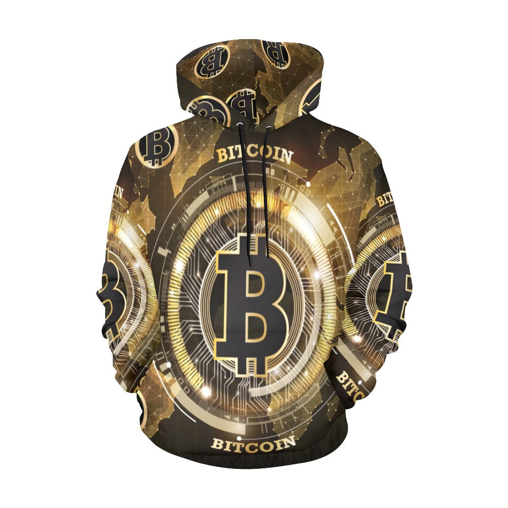 Bitcoin Digital Currency World Map | Men's All-Over Print Hoodie