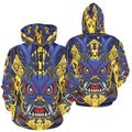 Japanese Samurai Mascot Skull Robot Head | Men's All-Over Print Hoodie
