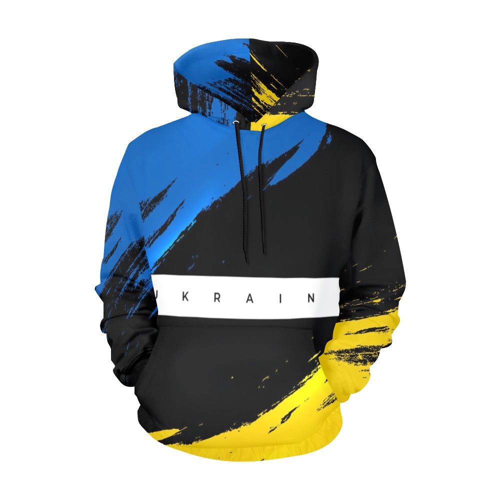 Modern Ukraine Flag Painted 3D | Men's All-Over Print Hoodie