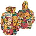 Colorful Pizza Cartoon Style | Men's All-Over Print Hoodie