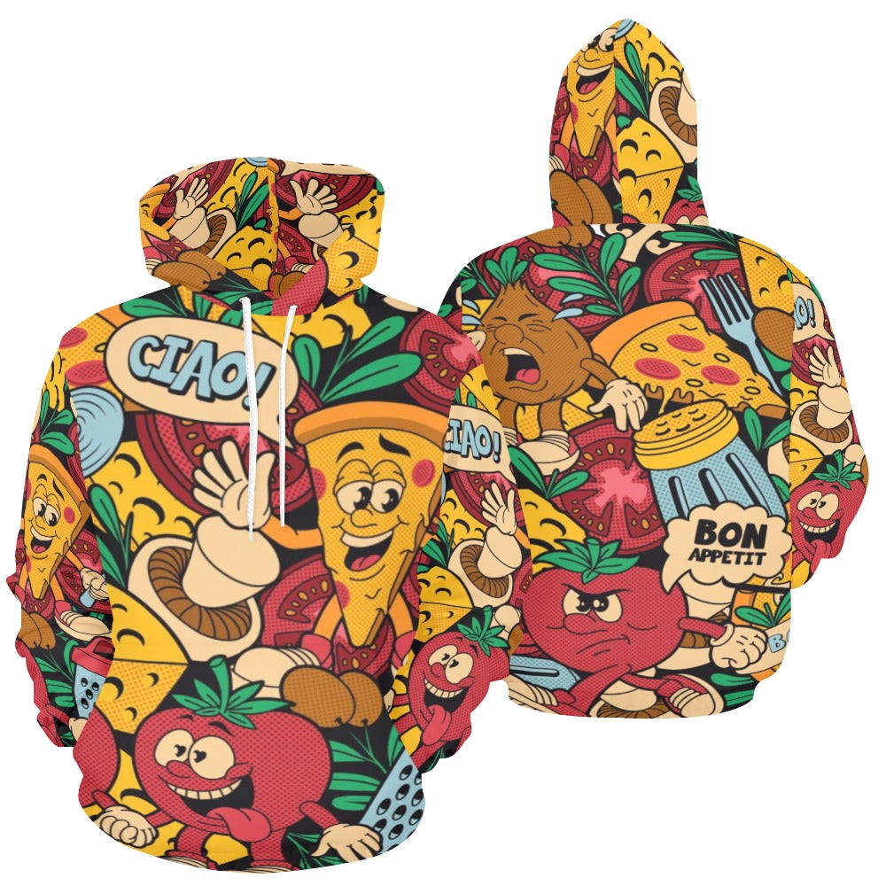 Colorful Pizza Cartoon Style | Men's All-Over Print Hoodie