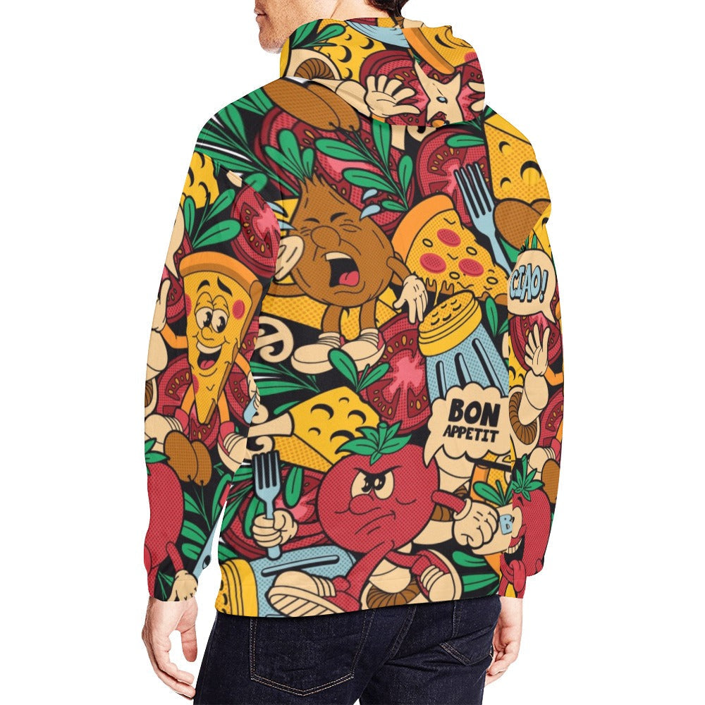 Colorful Pizza Cartoon Style | Men's All-Over Print Hoodie