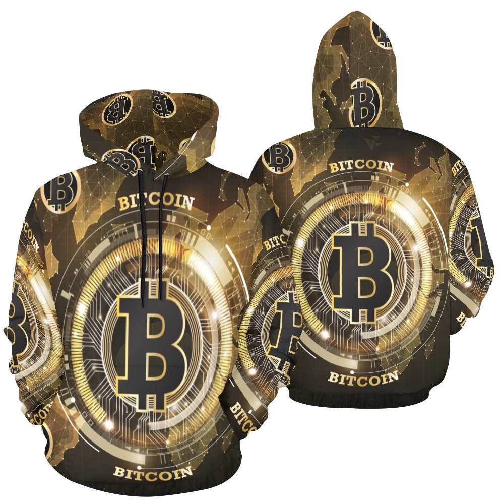 Bitcoin Digital Currency World Map | Men's All-Over Print Hoodie