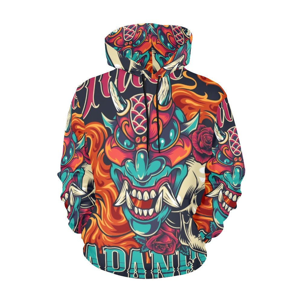 Colorful Japanese Tattoo Vintage Poster | Men's All-Over Print Hoodie