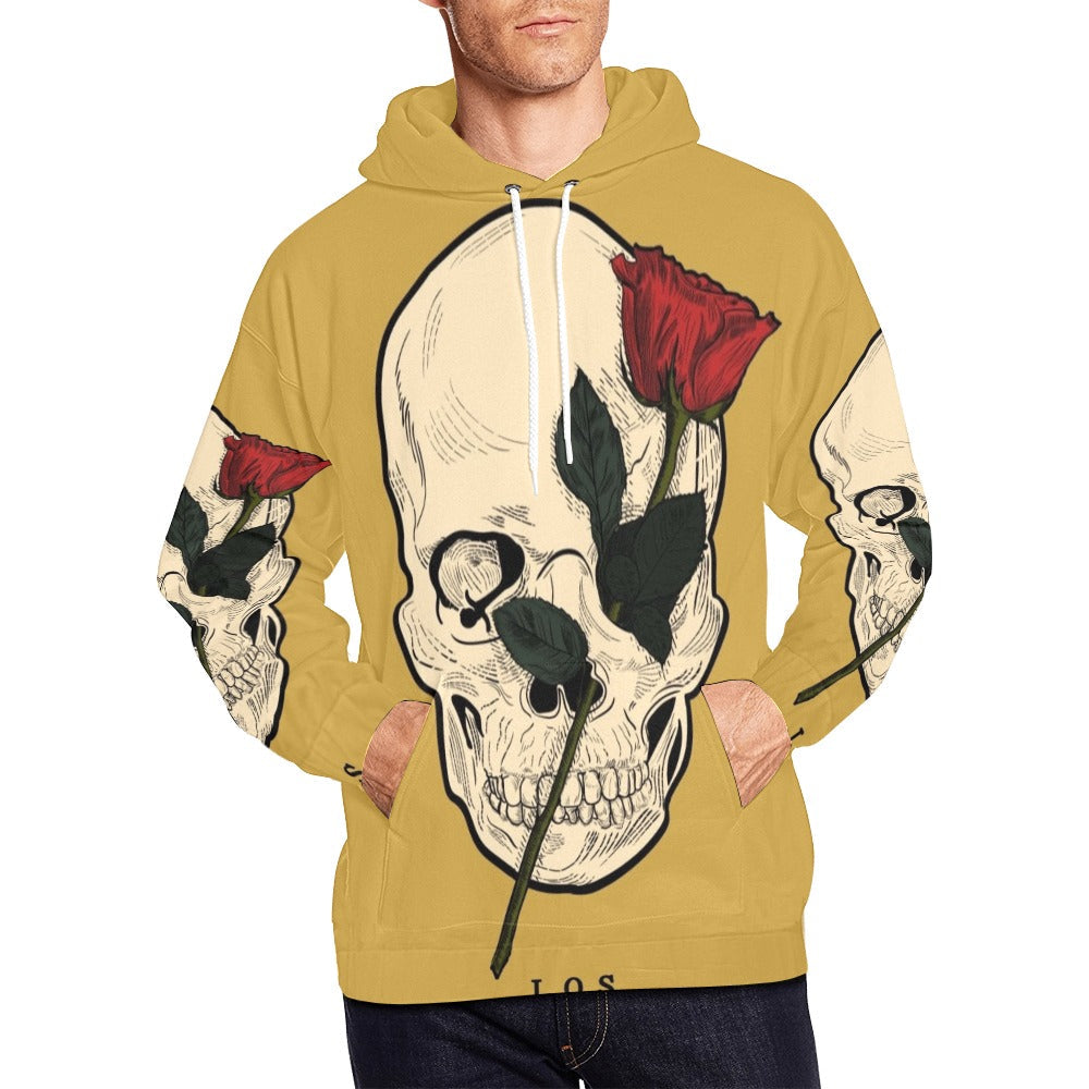 Dia Muertos Skull Rose Engraved Style | Men's All-Over Print Hoodie