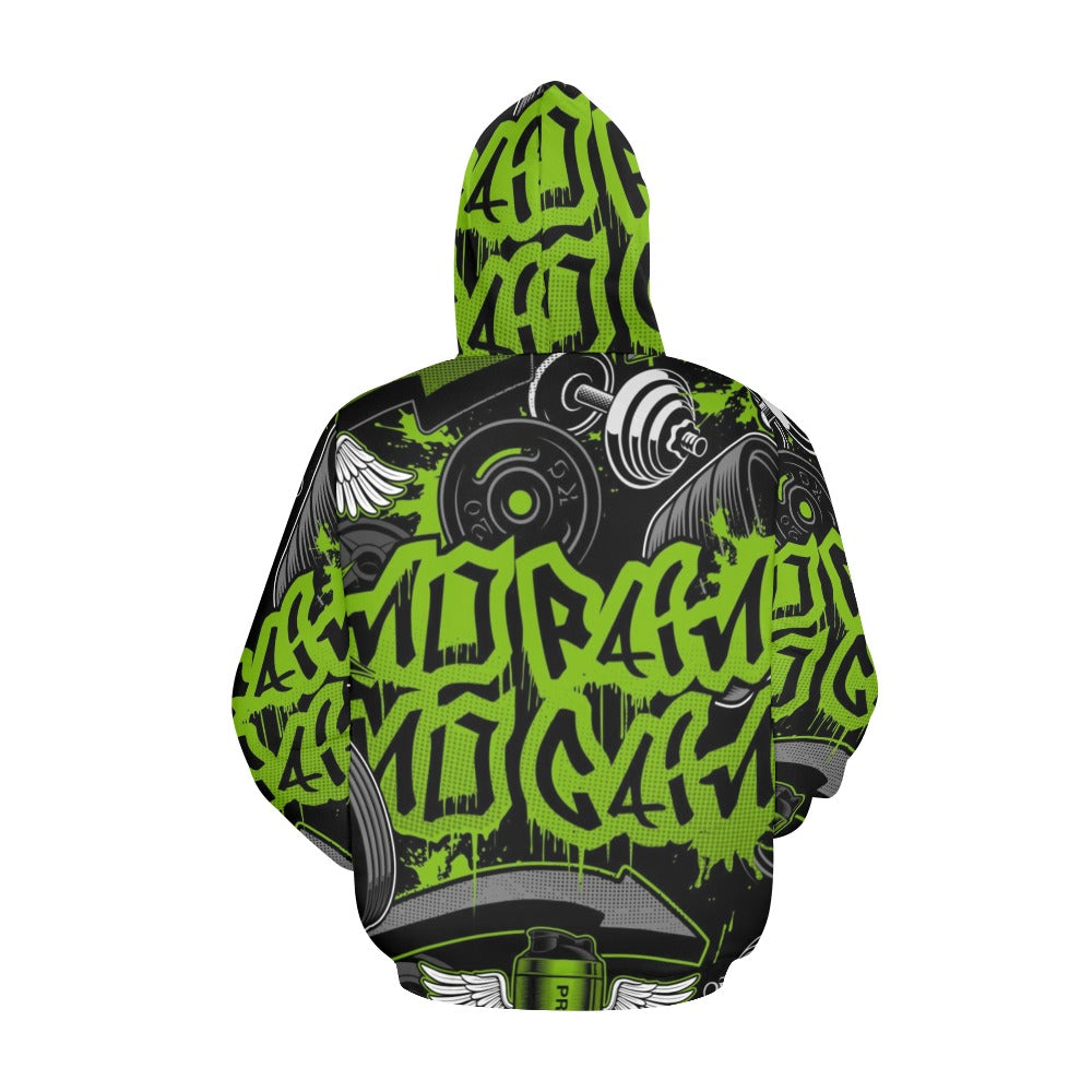 Gym Graffiti Style with Bodybuilders Cartoon | Men's All-Over Print Hoodie