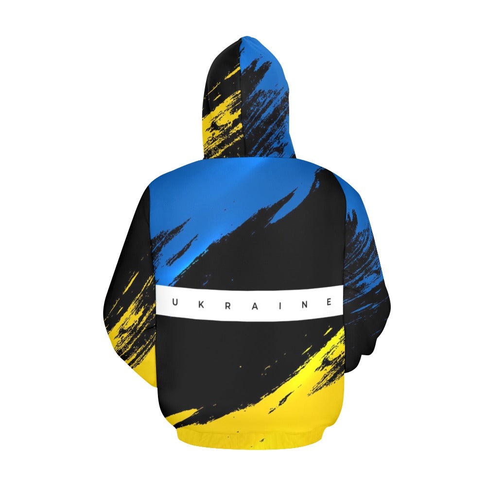 Modern Ukraine Flag Painted 3D | Men's All-Over Print Hoodie