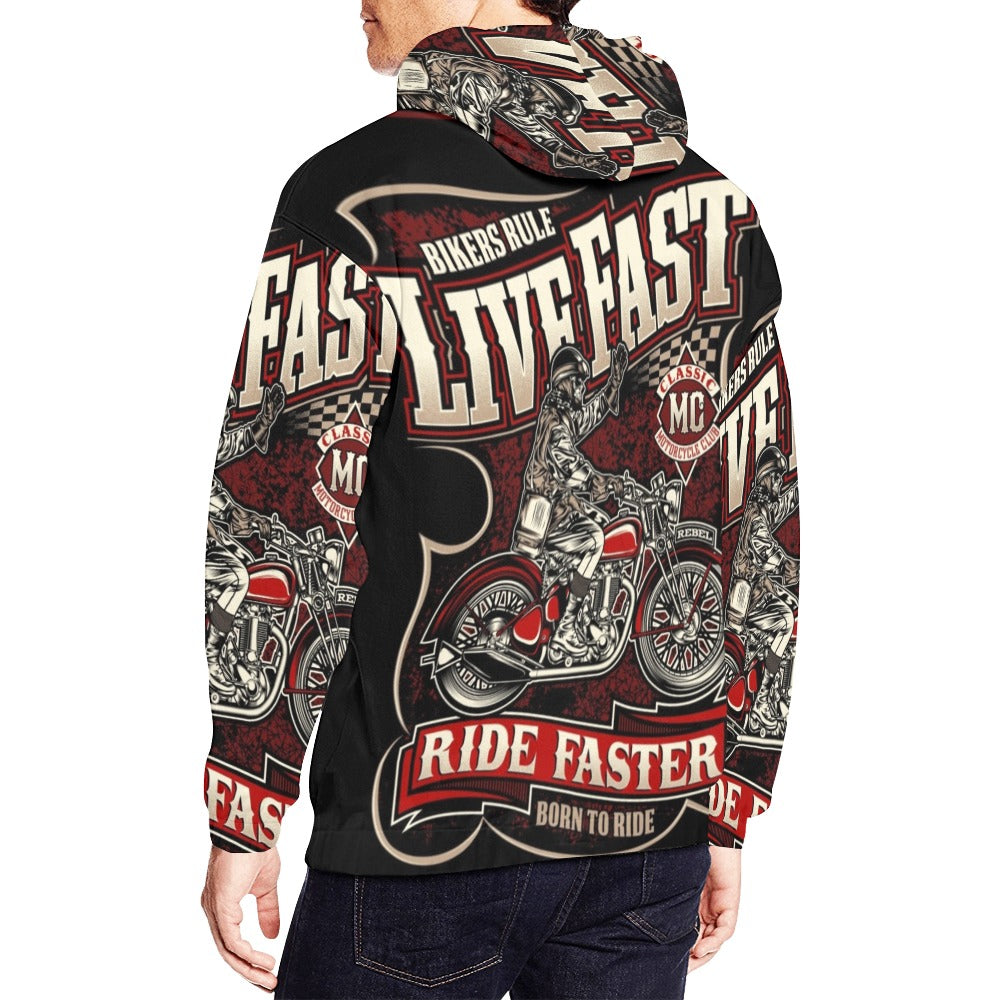 Live Fast Die Last Biker | Men's All-Over Print Hoodie
