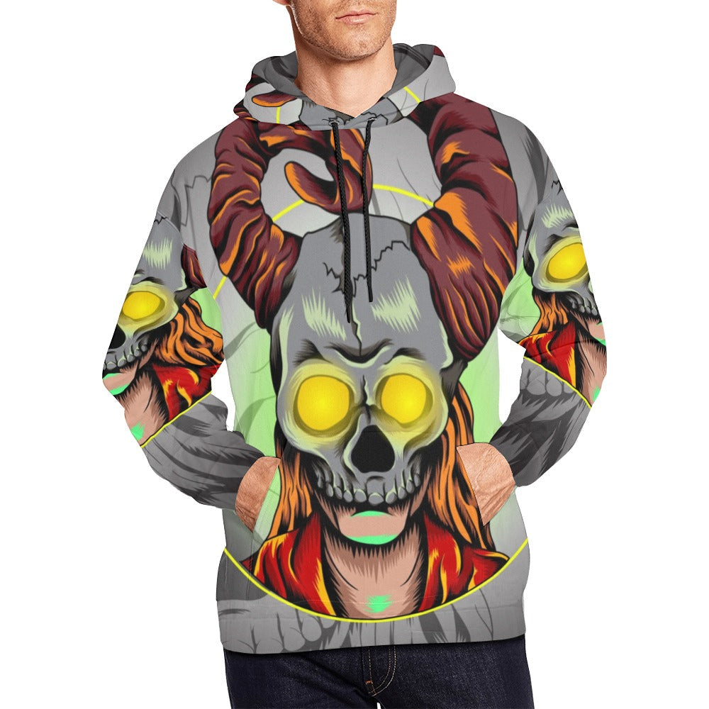 Girl with Horned Skull Mask | Men's All-Over Print Hoodie