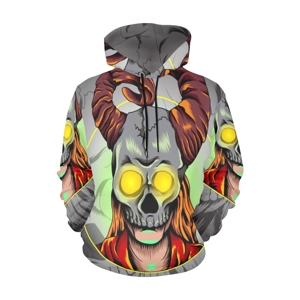 Girl with Horned Skull Mask | Men's All-Over Print Hoodie