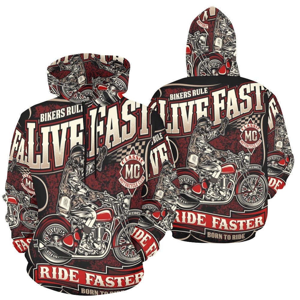 Live Fast Die Last Biker | Men's All-Over Print Hoodie