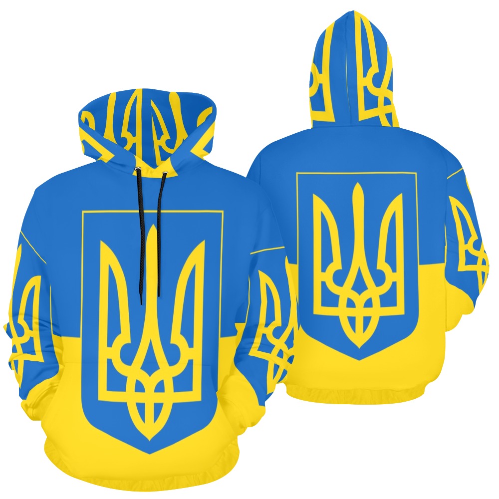 Flag and Coat of Arms of Ukraine | Men's All-Over Print Hoodie