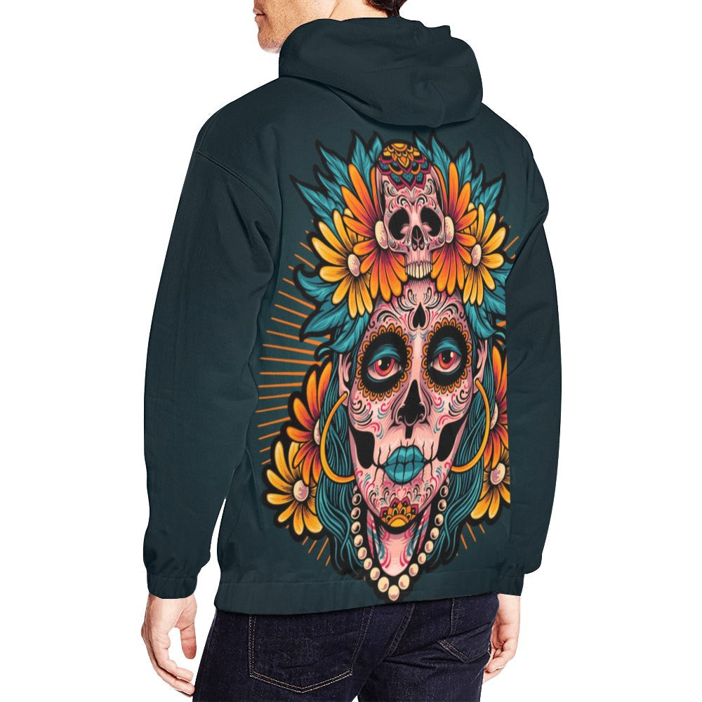 Muertos Girl Skull | Men's All-Over Print Hoodie