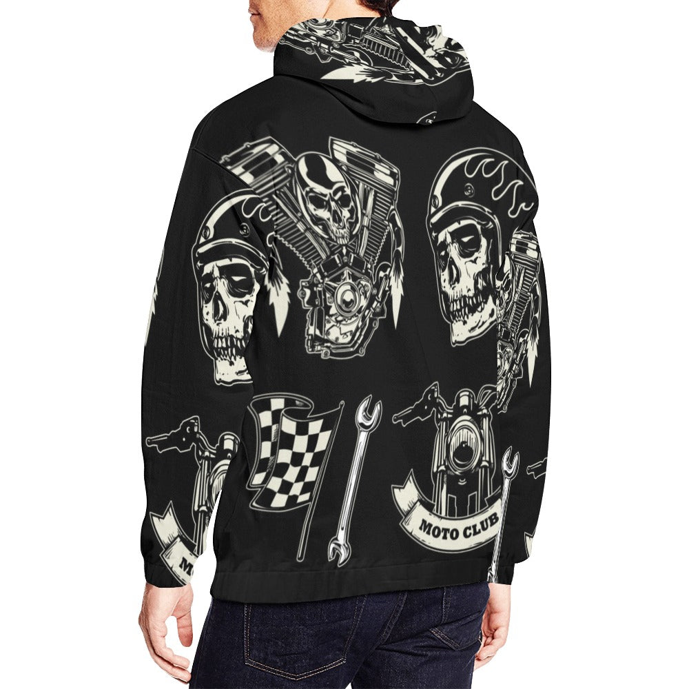 Motorcycle Skull Set Rock Style | Men's All-Over Print Hoodie