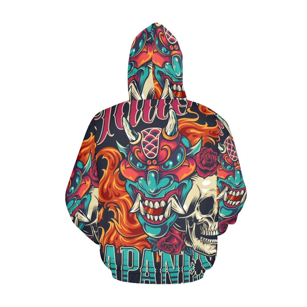 Colorful Japanese Tattoo Vintage Poster | Men's All-Over Print Hoodie