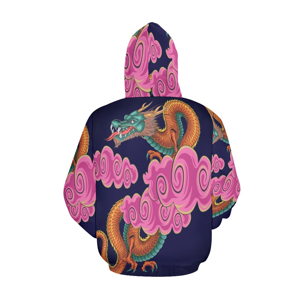 Chinese Dragon with Cloud Illustration | Men's All-Over Print Hoodie