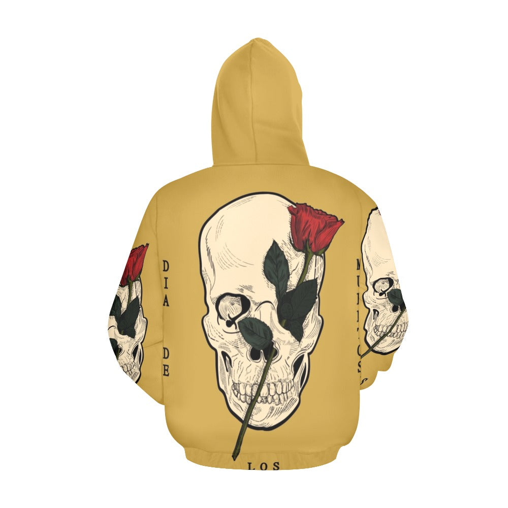 Dia Muertos Skull Rose Engraved Style | Men's All-Over Print Hoodie