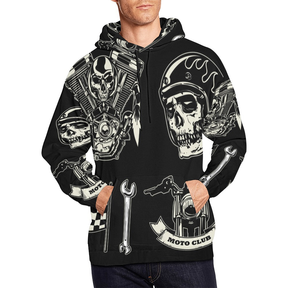 Motorcycle Skull Set Rock Style | Men's All-Over Print Hoodie
