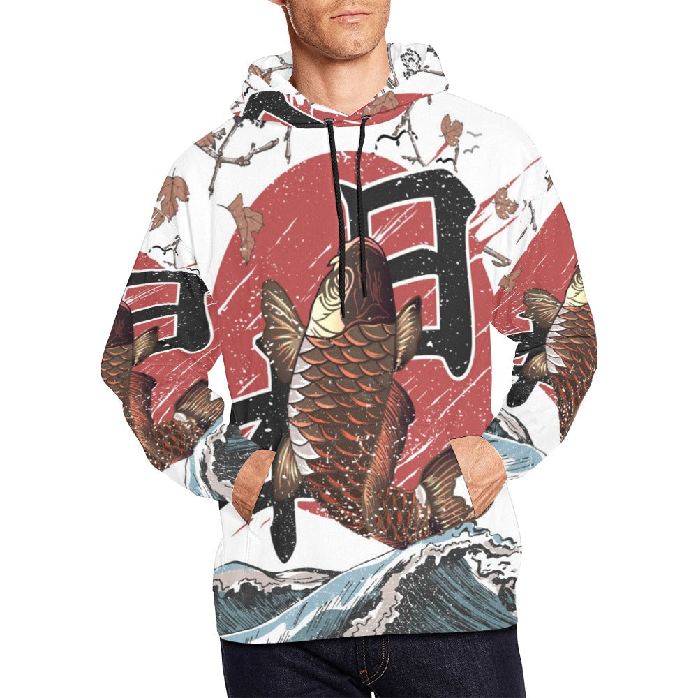 Koi Fish Fly Waves | Men's All-Over Print Hoodie