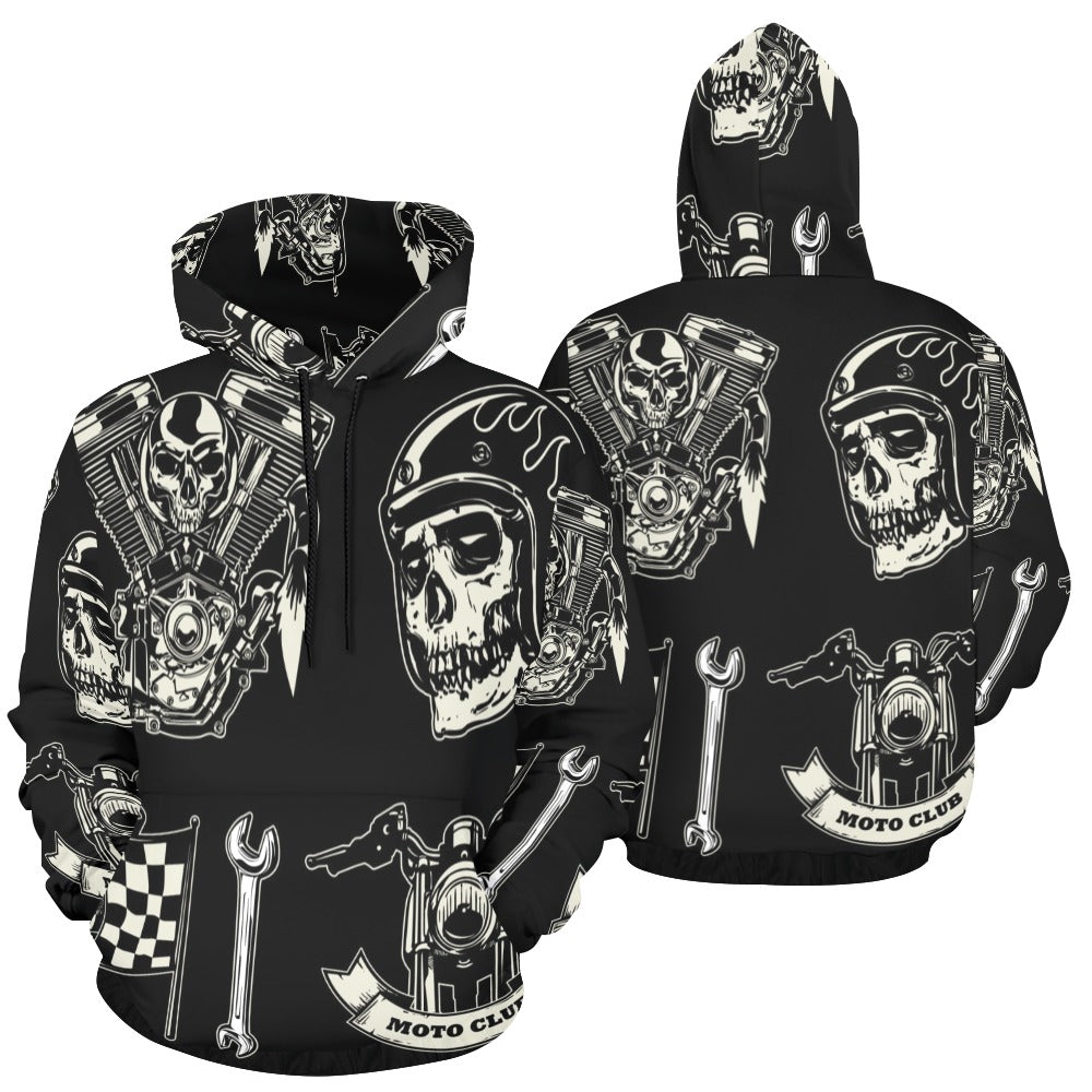 Motorcycle Skull Set Rock Style | Men's All-Over Print Hoodie