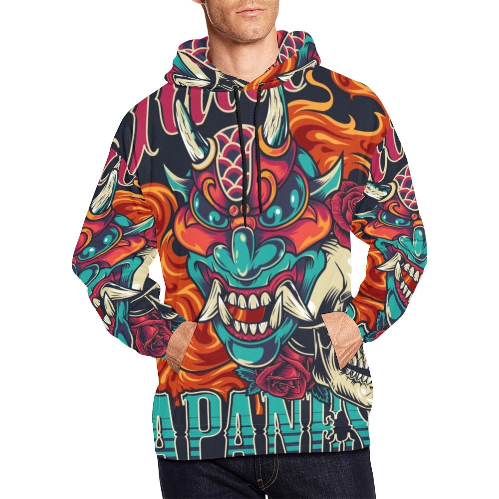 Colorful Japanese Tattoo Vintage Poster | Men's All-Over Print Hoodie