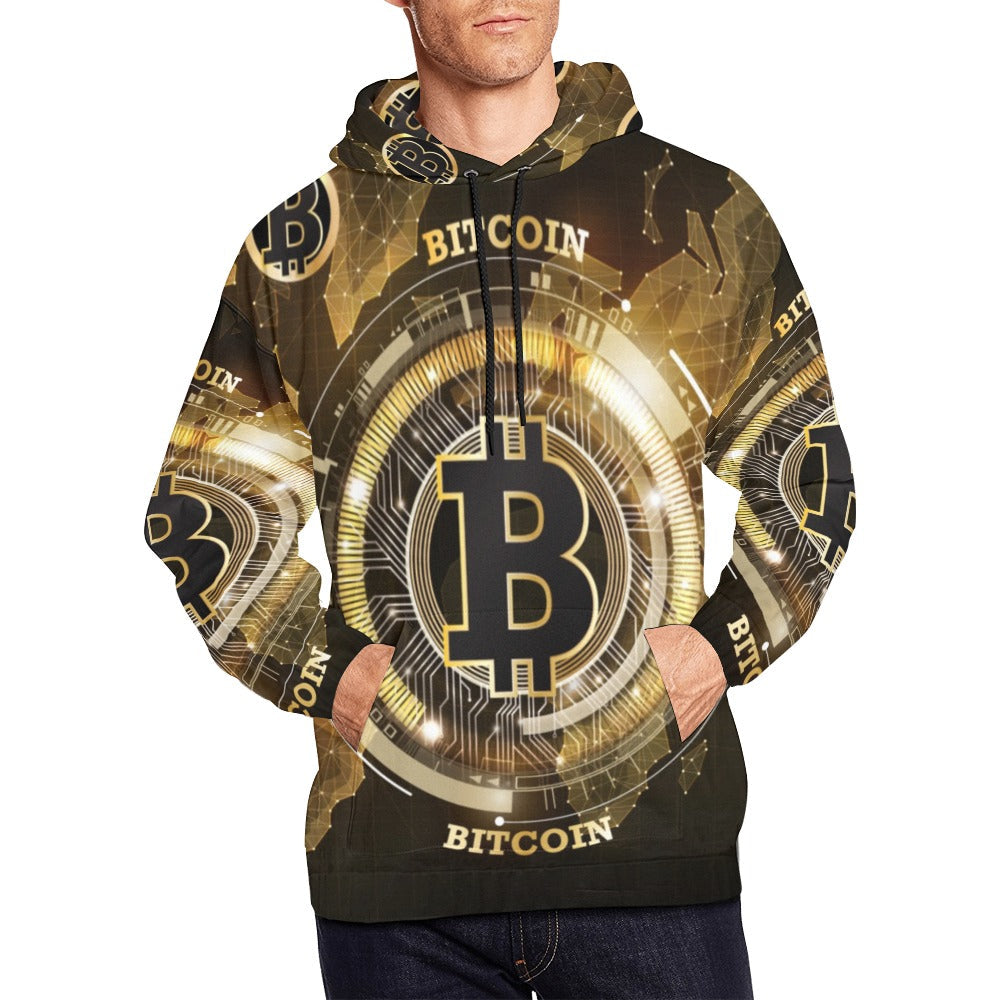 Bitcoin Digital Currency World Map | Men's All-Over Print Hoodie