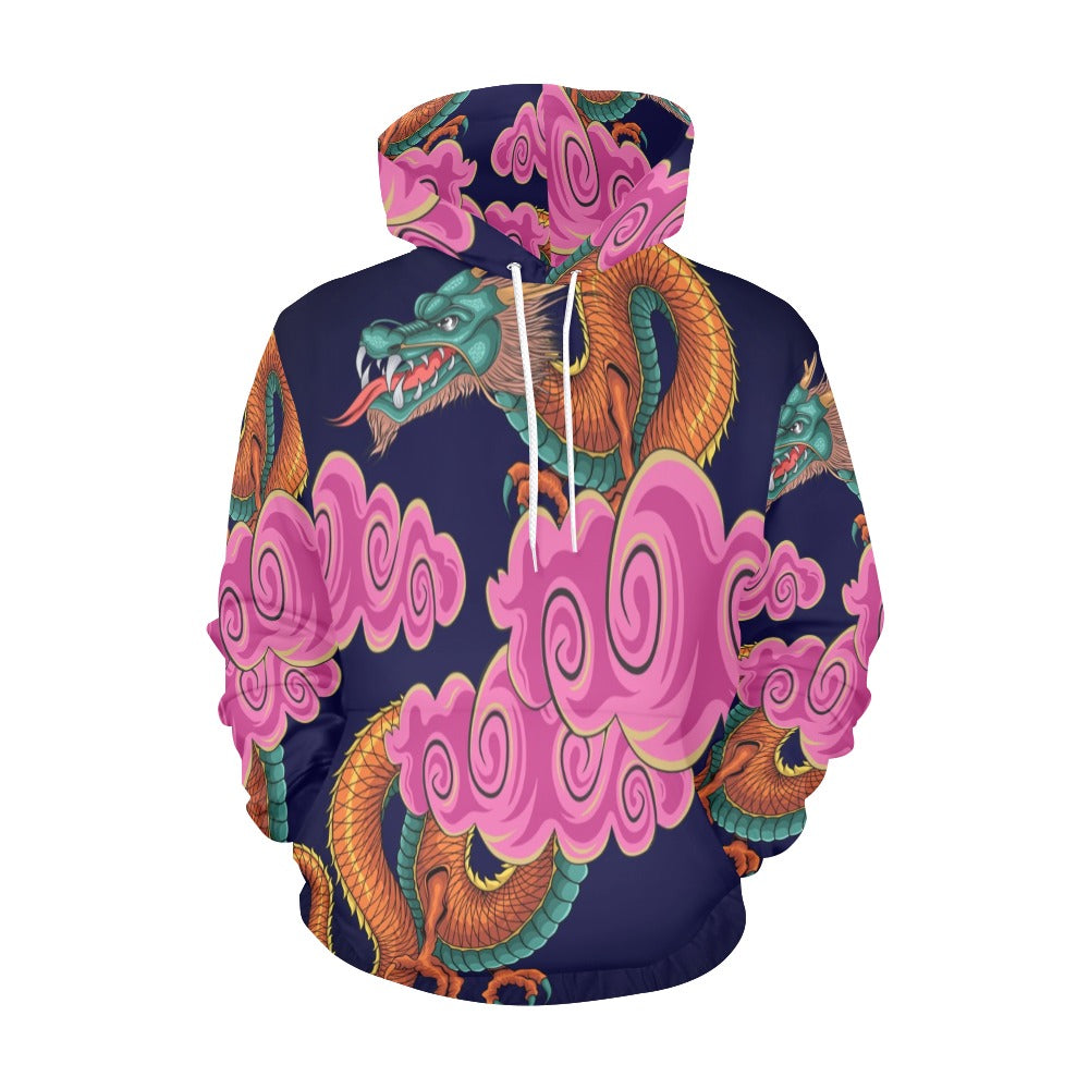 Chinese Dragon with Cloud Illustration | Men's All-Over Print Hoodie
