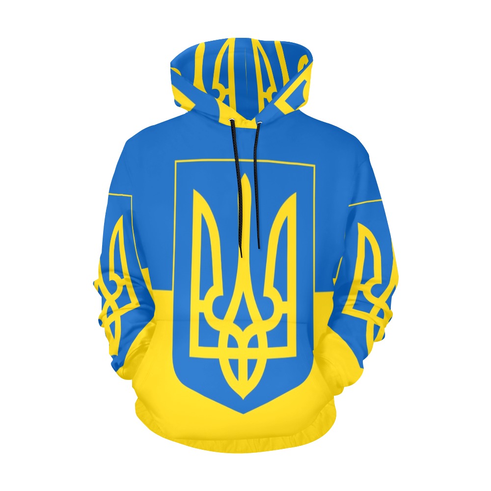 Flag and Coat of Arms of Ukraine | Men's All-Over Print Hoodie