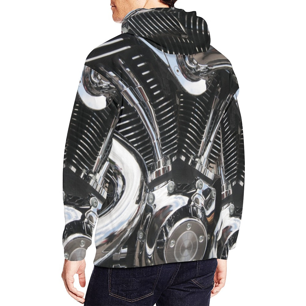 Motorcycle Engine Close Up Biker | Men's All-Over Print Hoodie