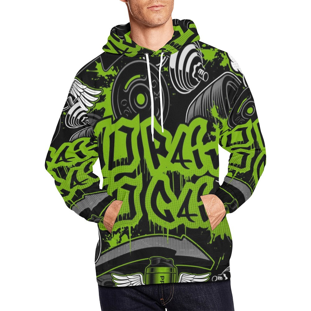 Gym Graffiti Style with Bodybuilders Cartoon | Men's All-Over Print Hoodie