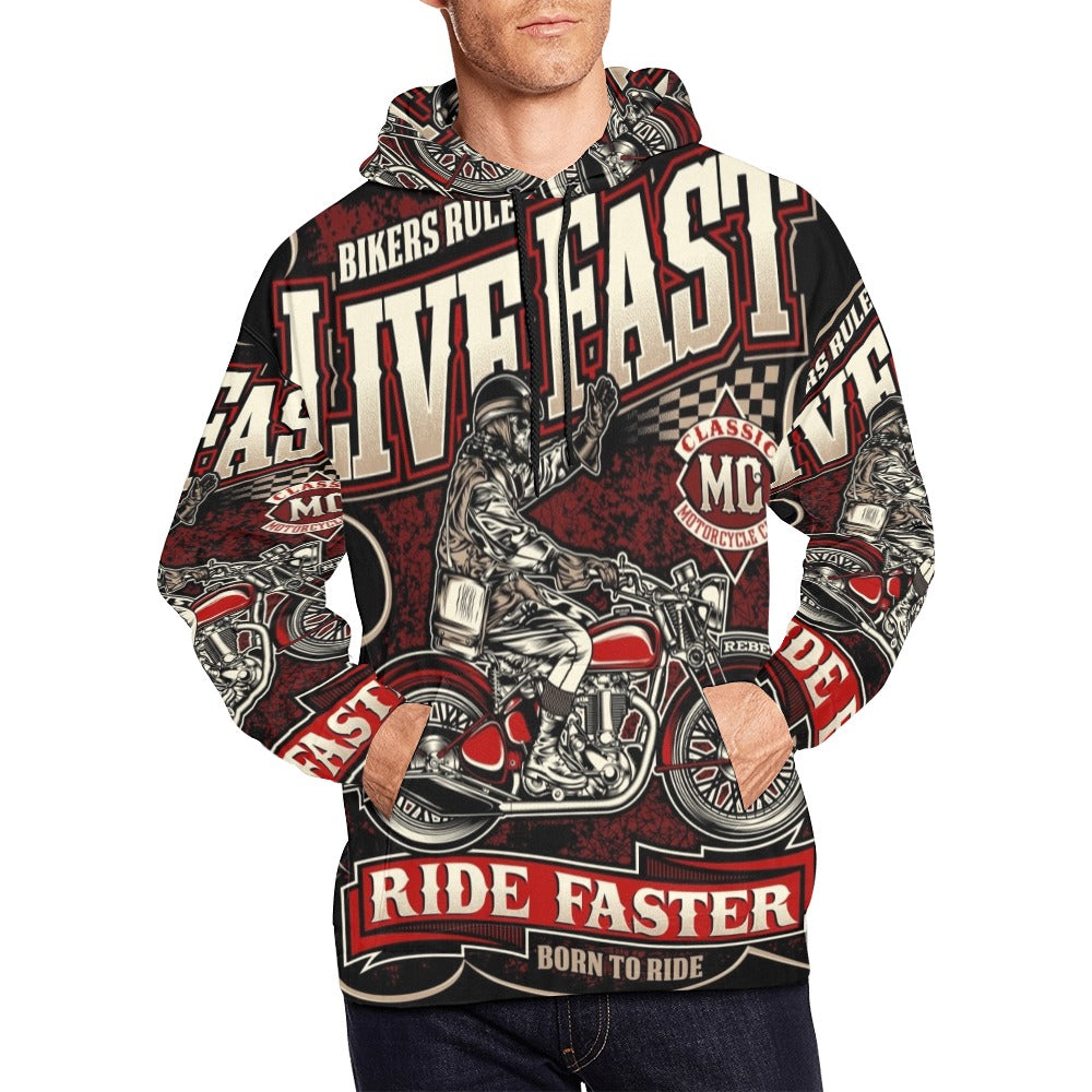 Live Fast Die Last Biker | Men's All-Over Print Hoodie