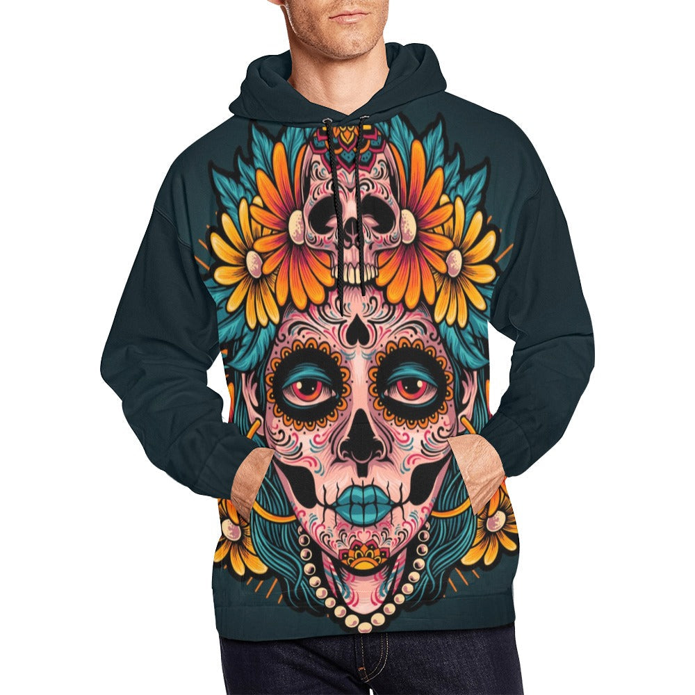 Muertos Girl Skull | Men's All-Over Print Hoodie