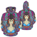 Japanese Geisha Woman Illustration with Flowers | Men's All-Over Print Hoodie