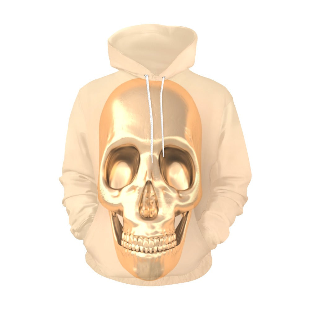 Golden 3D Skull | Men's All-Over Print Hoodie