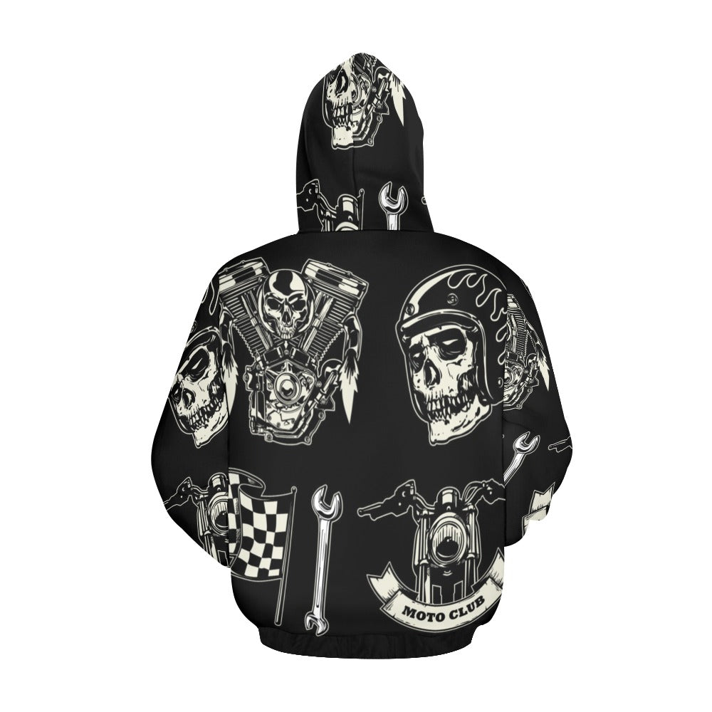 Motorcycle Skull Set Rock Style | Men's All-Over Print Hoodie