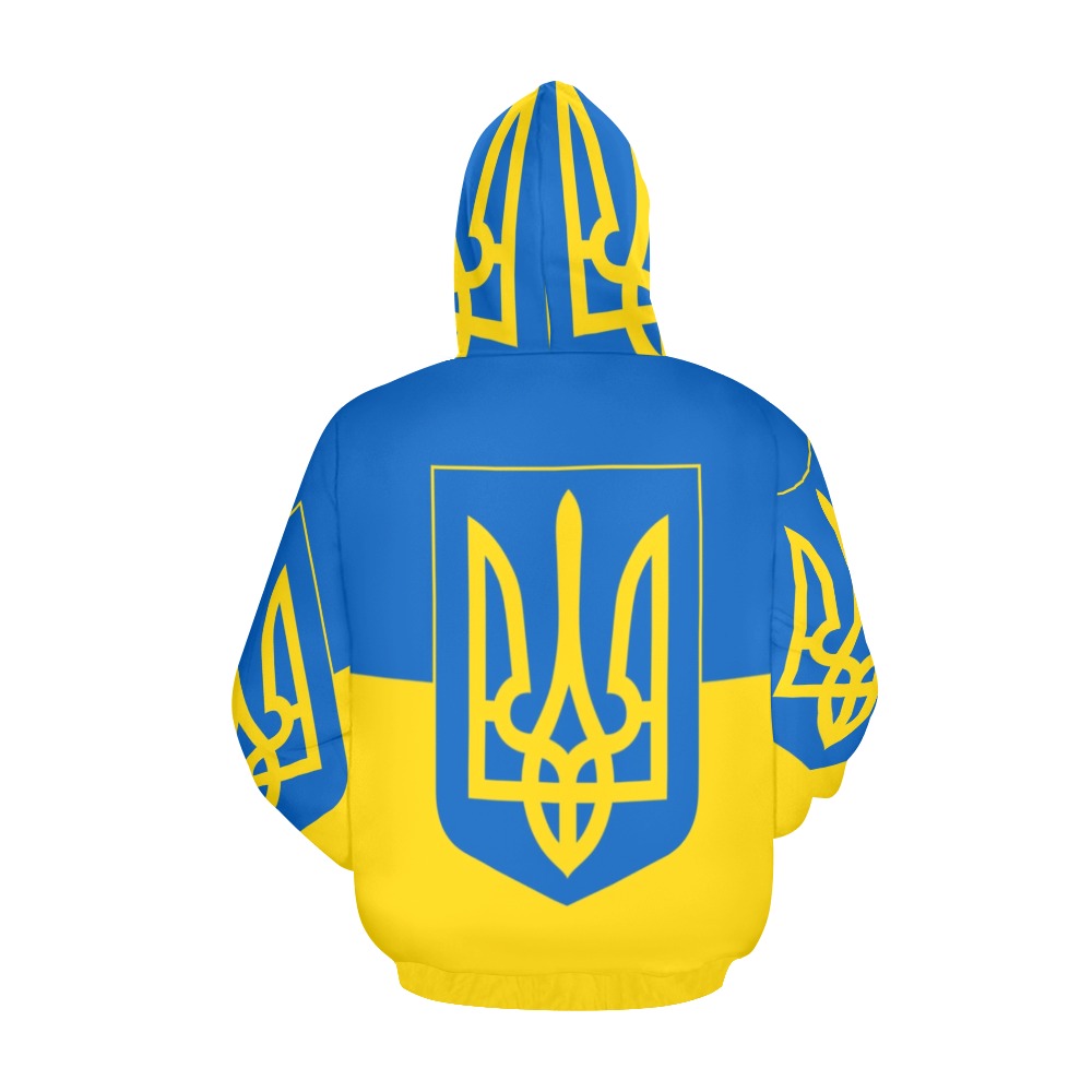 Flag and Coat of Arms of Ukraine | Men's All-Over Print Hoodie
