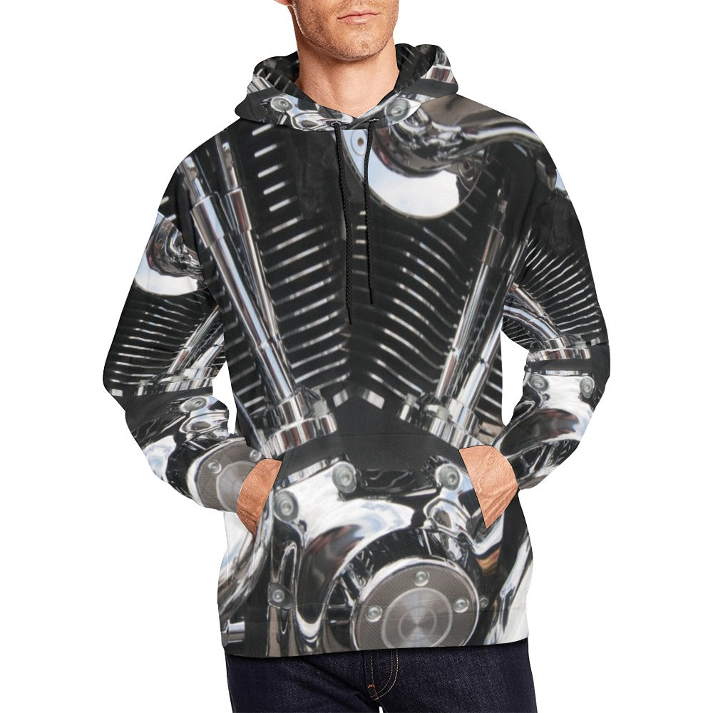 Motorcycle Engine Close Up Biker | Men's All-Over Print Hoodie