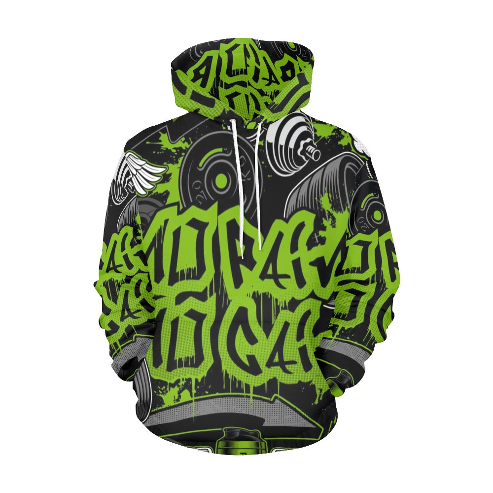 Gym Graffiti Style with Bodybuilders Cartoon | Men's All-Over Print Hoodie