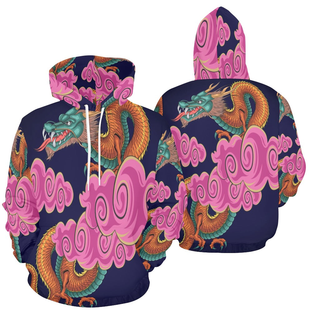 Chinese Dragon with Cloud Illustration | Men's All-Over Print Hoodie