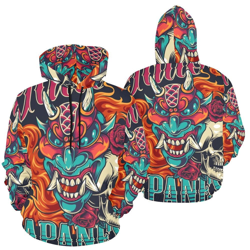 Colorful Japanese Tattoo Vintage Poster | Men's All-Over Print Hoodie