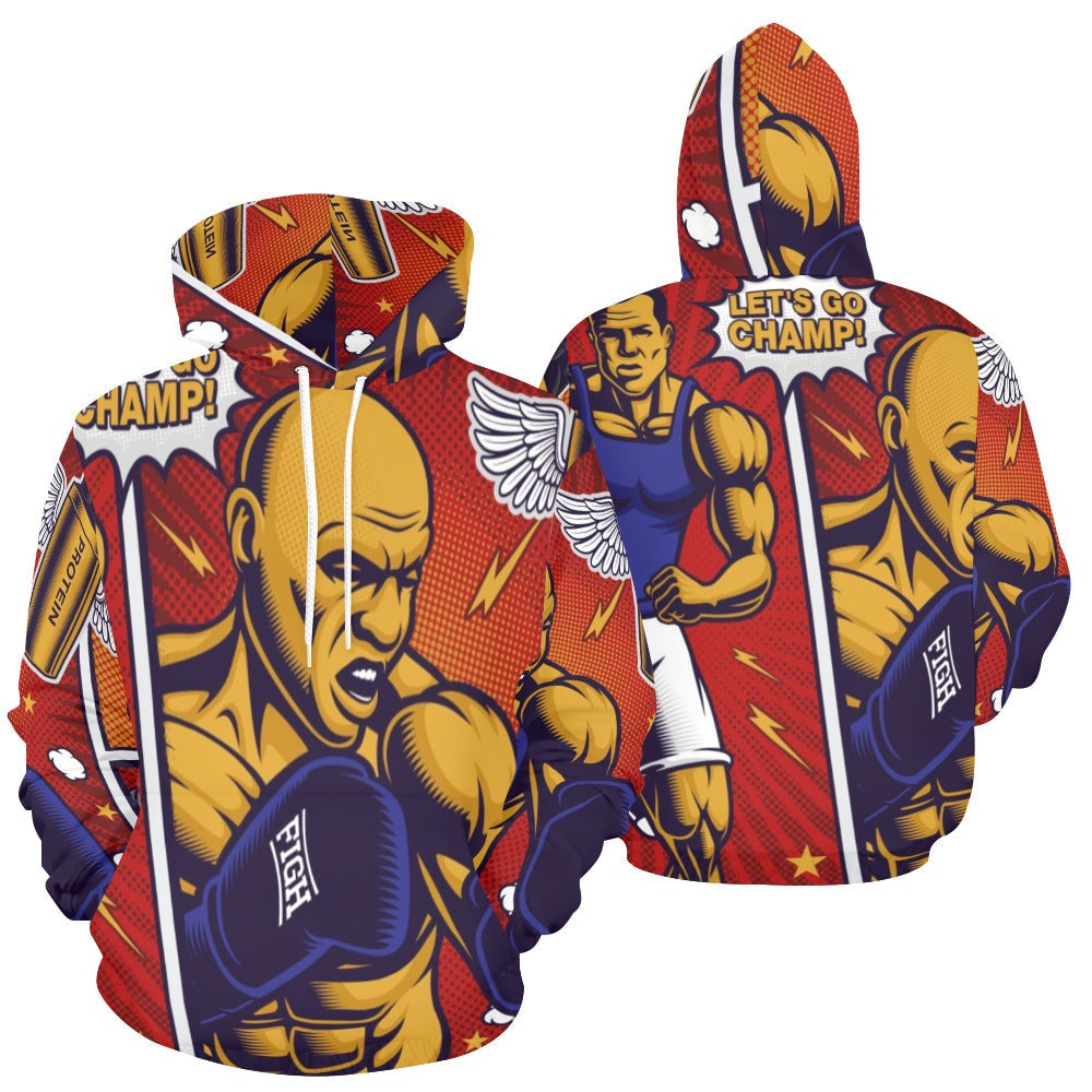 Fitness Center Pop Art Style Bodybuilder | Men's All-Over Print Hoodie