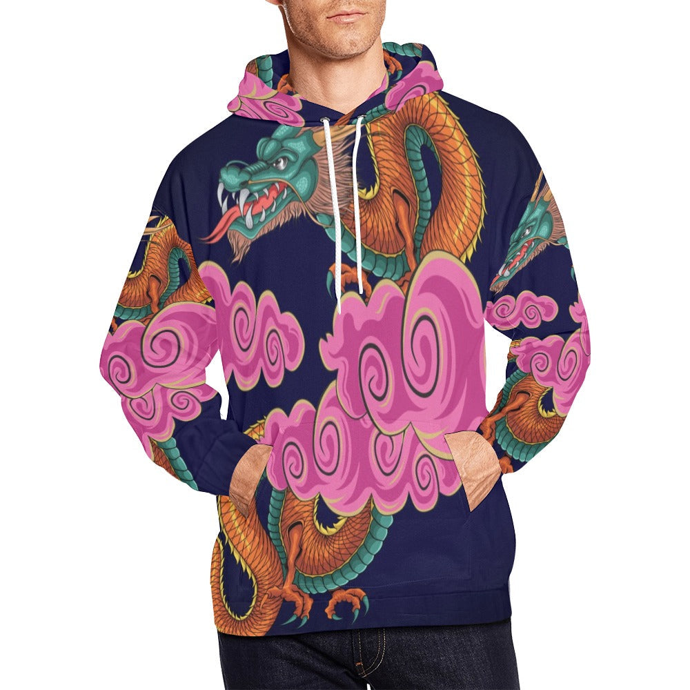 Chinese Dragon with Cloud Illustration | Men's All-Over Print Hoodie