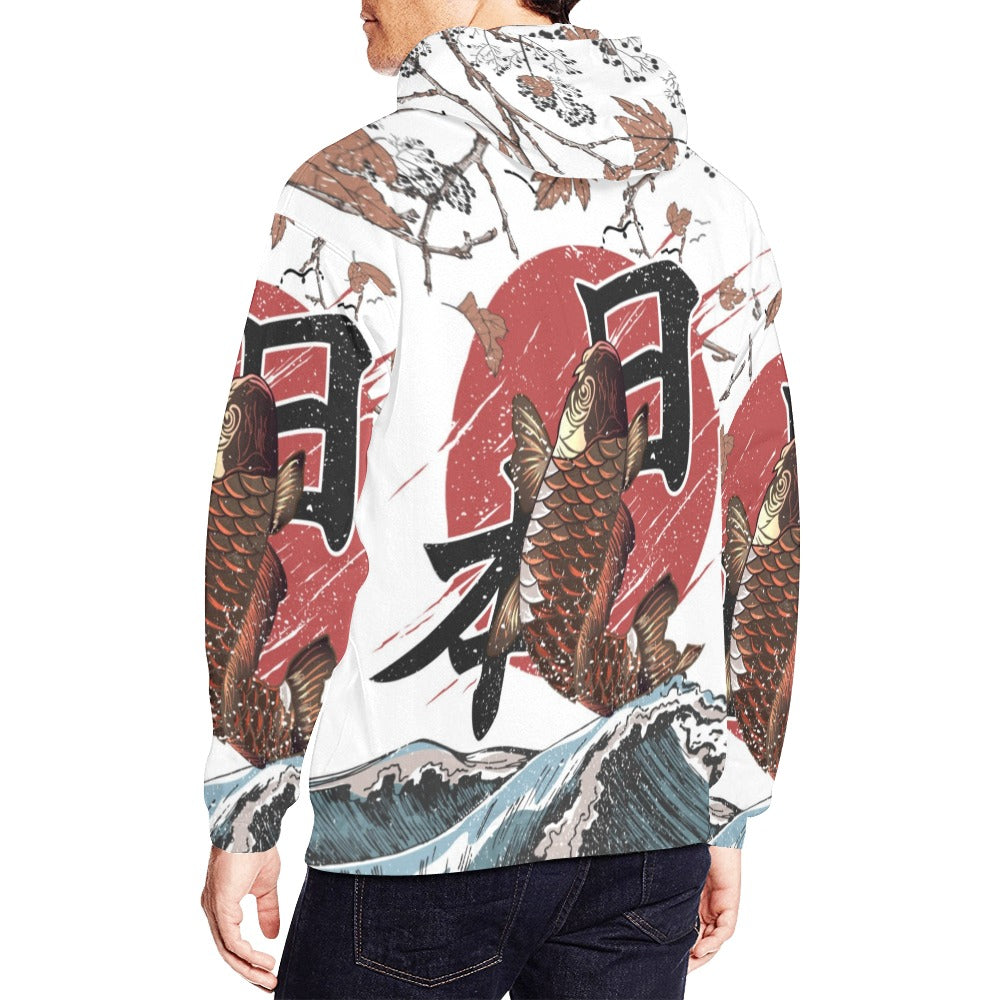 Koi Fish Fly Waves | Men's All-Over Print Hoodie