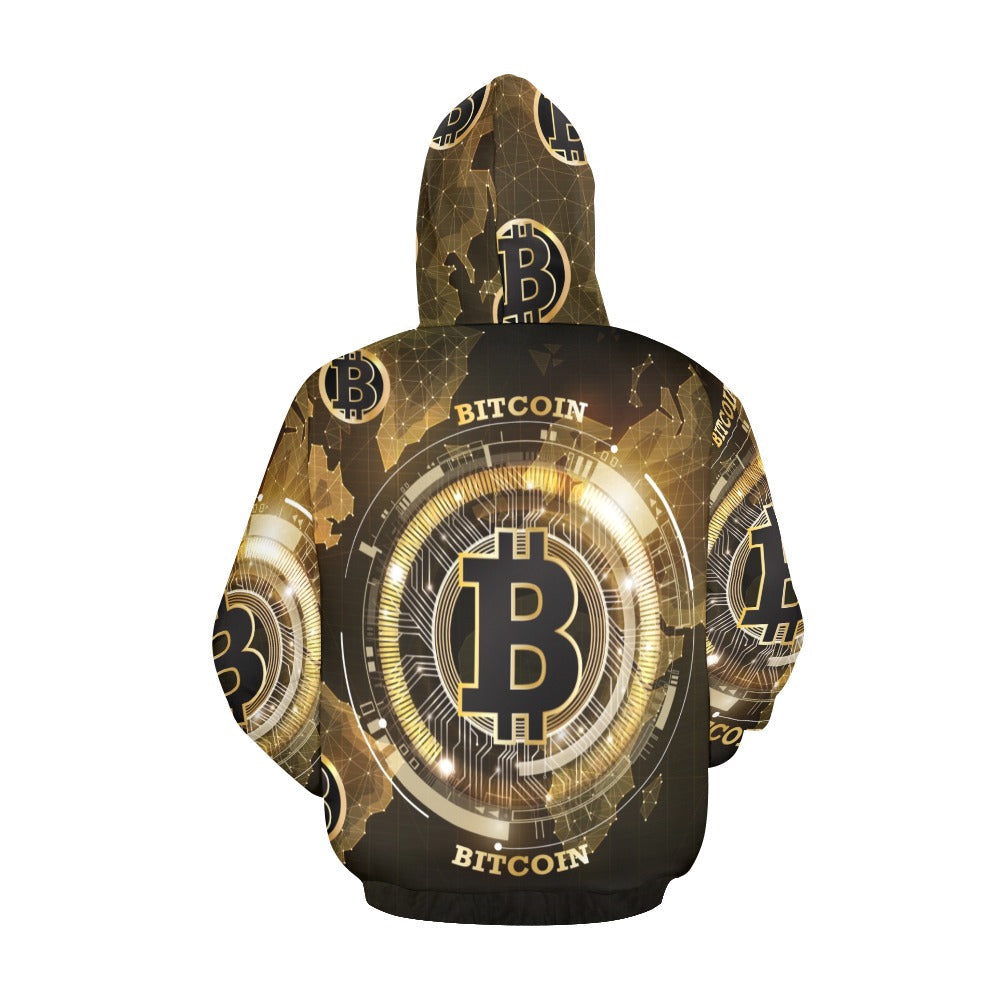 Bitcoin Digital Currency World Map | Men's All-Over Print Hoodie