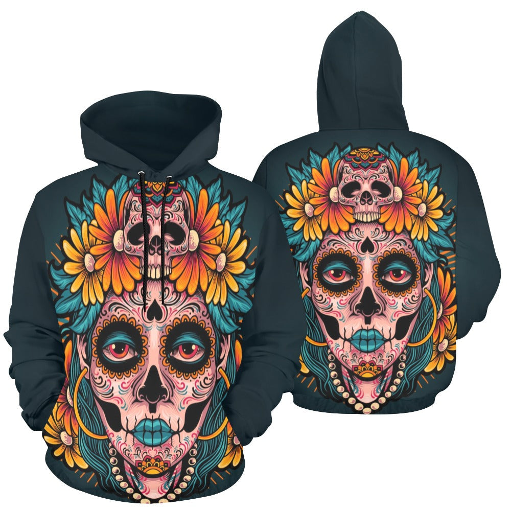 Muertos Girl Skull | Men's All-Over Print Hoodie