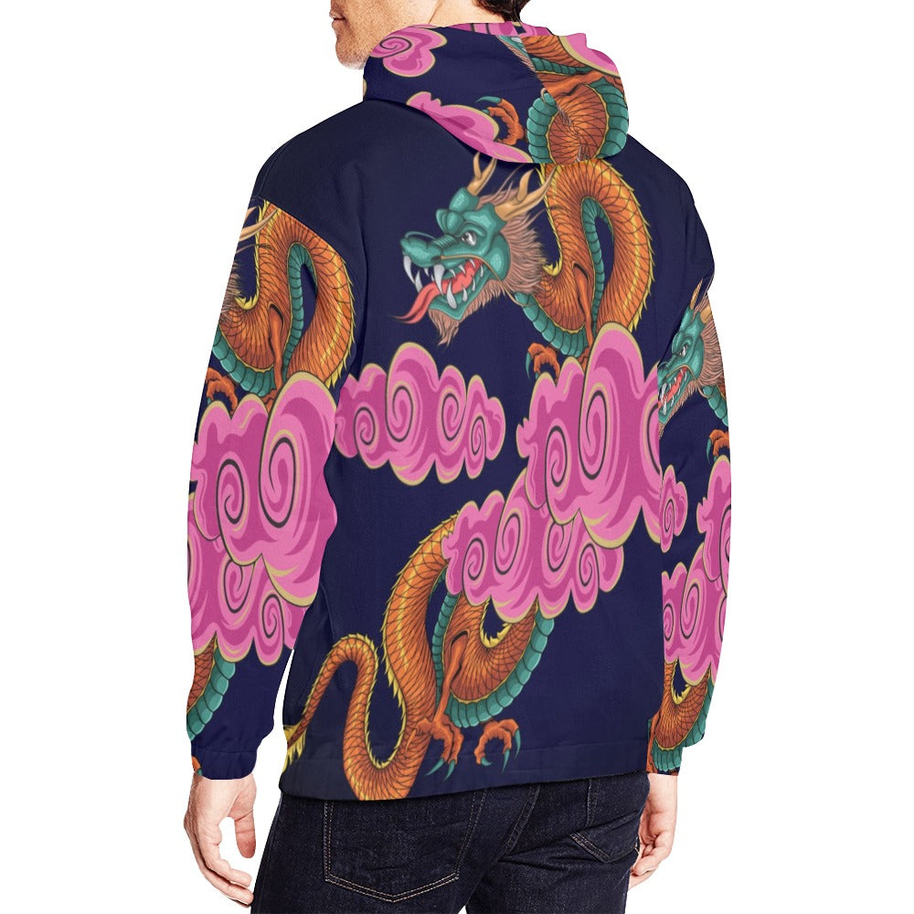 Chinese Dragon with Cloud Illustration | Men's All-Over Print Hoodie