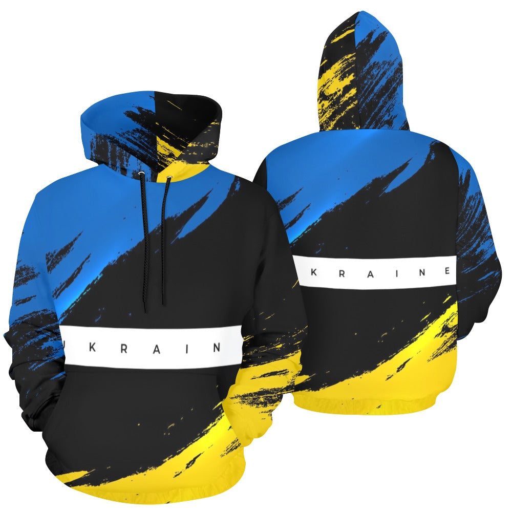 Modern Ukraine Flag Painted 3D | Men's All-Over Print Hoodie